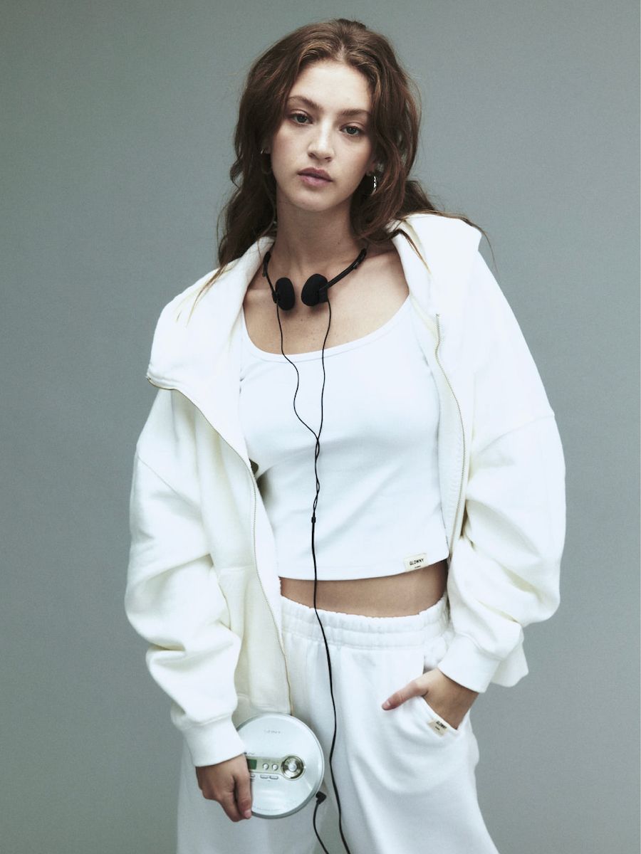 MUSINSA | GLOWNY G CLASSIC WASHED BOXY ZIP UP (WHITE)