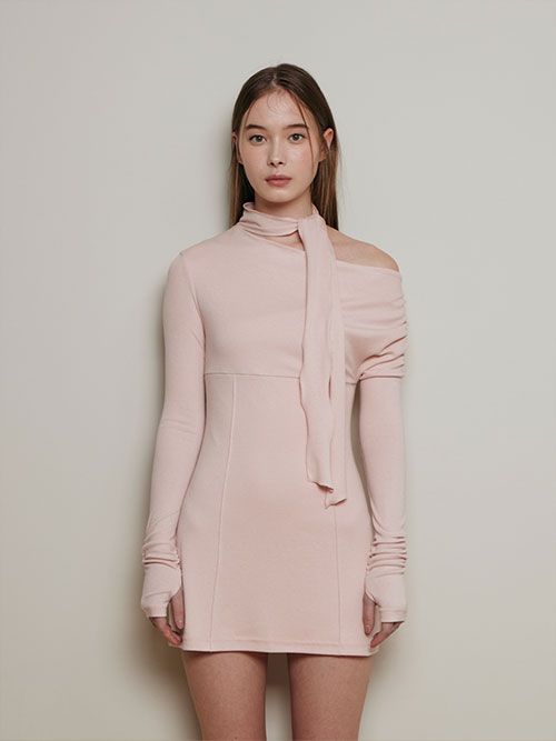 【Not your rose】Shirring scarf dress MUSINSA | NOT YOUR ROSE Shirring scarf dress (black)