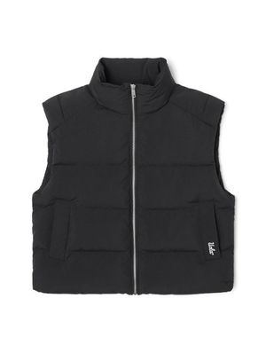 남여공용 테이프 레터링 포인트 패딩 베스트[BLACK](UZAVE81_39)