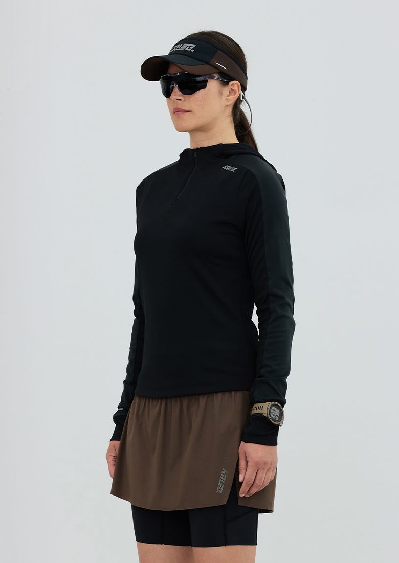 WOMENS AIR BLADE HALF ZIP T SHIRTS (ATHLETIC) BLACK