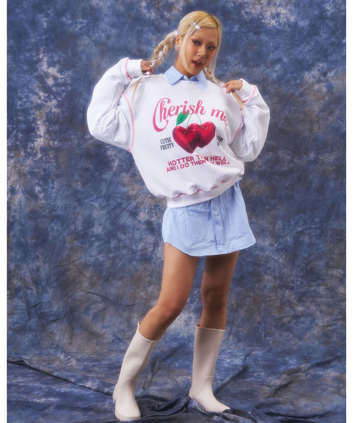 하투(HATU) CHERISH ME SWEATSHIRT WHITE