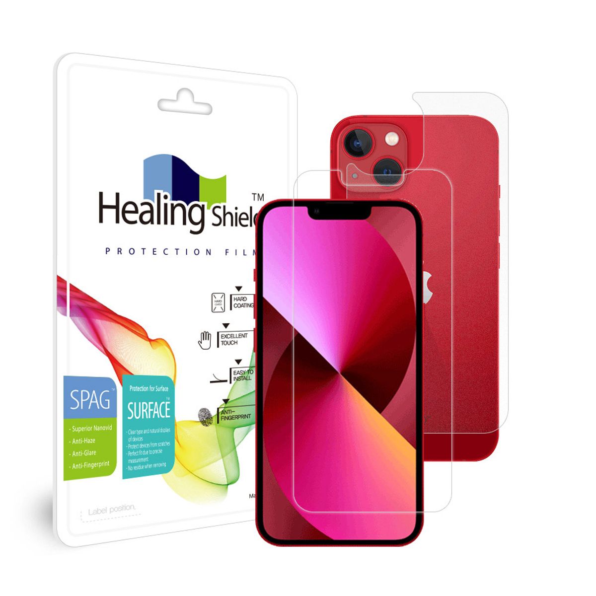 힐링쉴드(HEALINGSHIELD) 아이폰13 미니 슈페리어 저반사 액정보호필름 1매 후면1매