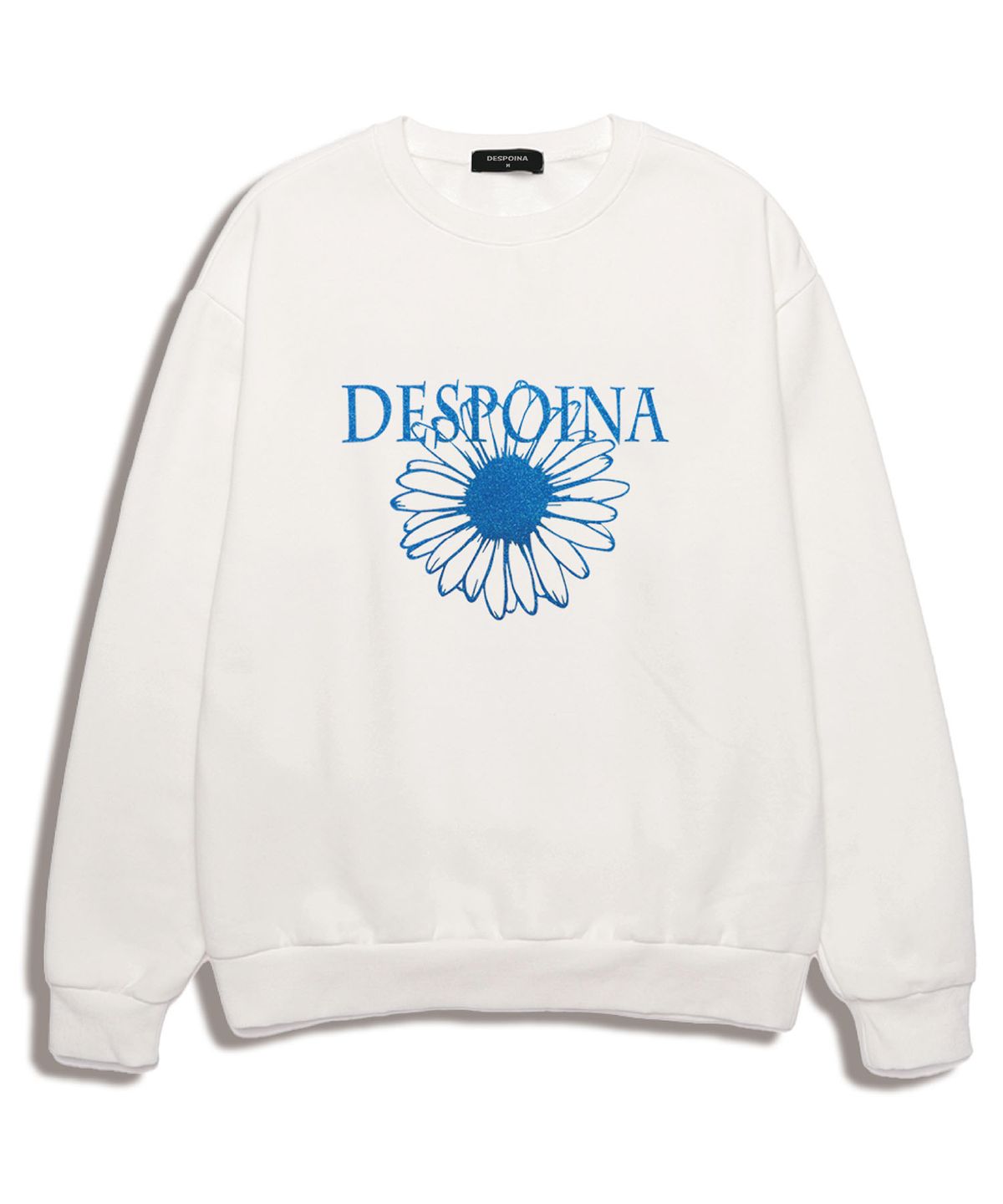우즈(OUSE) 글리터 플라워 프린트 맨투맨 (DPLTS007) WHITE/S.BLUE