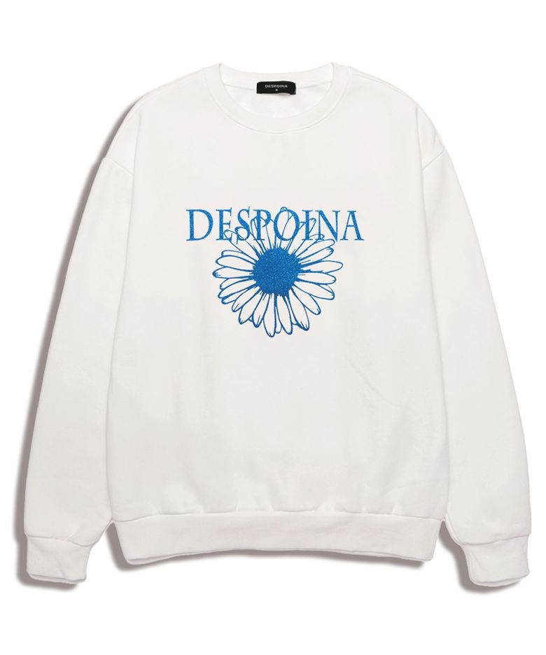 글리터 플라워 프린트 맨투맨 (DPLTS007) WHITE/S.BLUE
