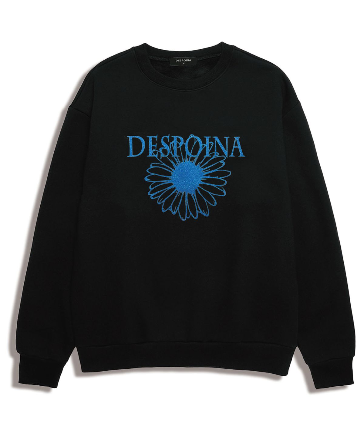 우즈(OUSE) 글리터 플라워 프린트 맨투맨 (DPLTS007) BLACK/S.BLUE
