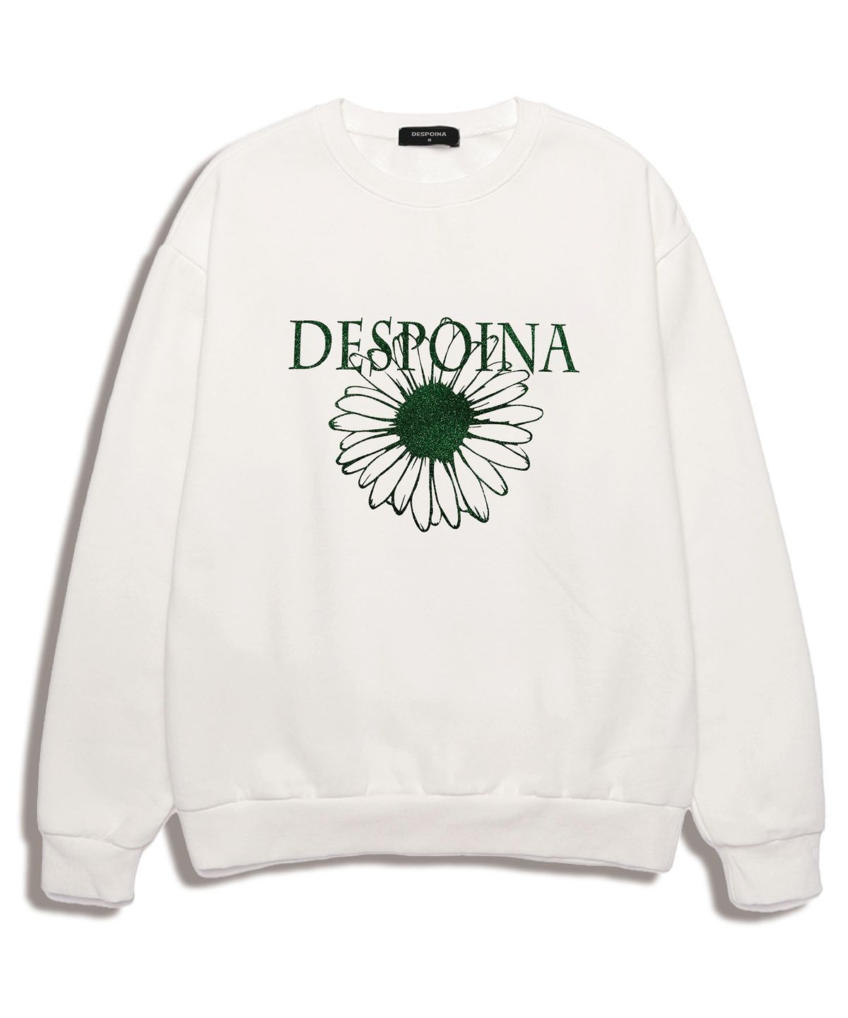 우즈(OUSE) 글리터 플라워 프린트 맨투맨 (DPLTS007) WHITE/GREEN