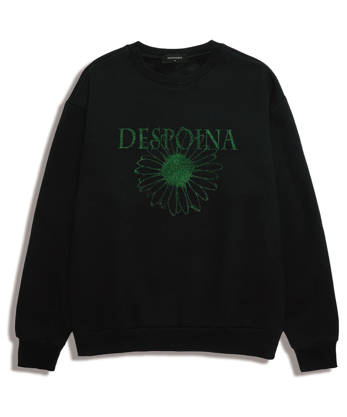 우즈(OUSE) 글리터 플라워 프린트 맨투맨 (DPLTS007) BLACK/GREEN