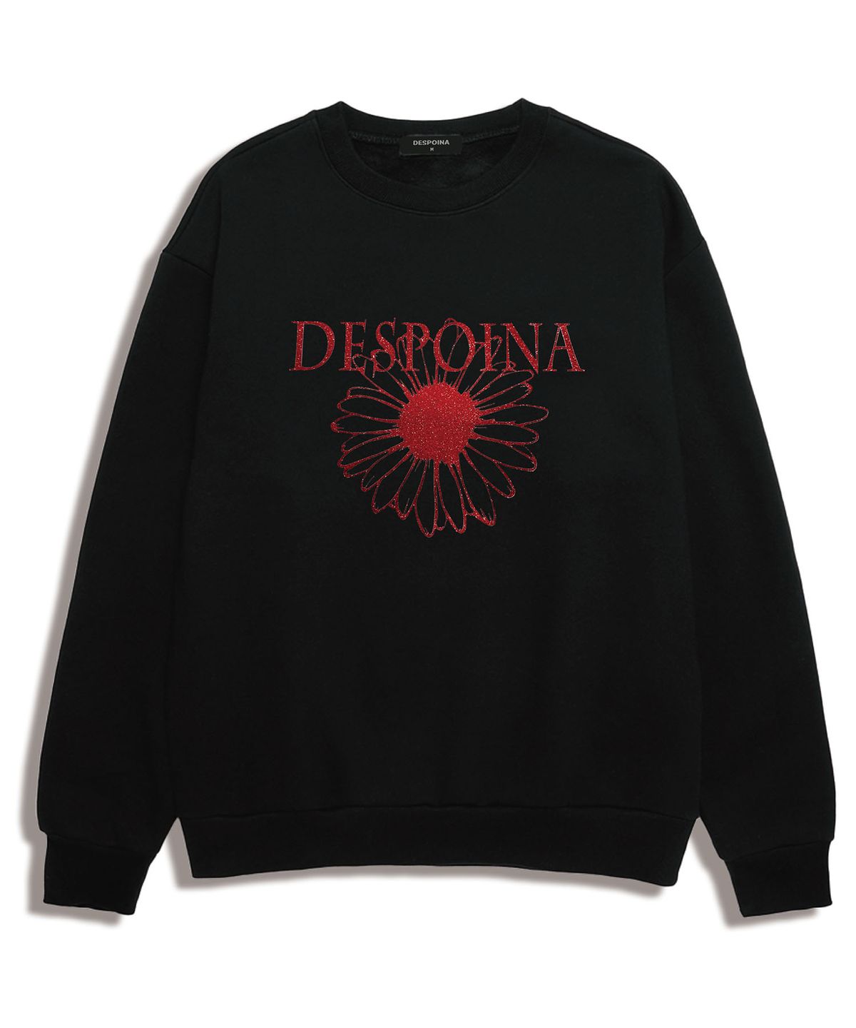 우즈(OUSE) 글리터 플라워 프린트 맨투맨 (DPLTS007) BLACK/RED