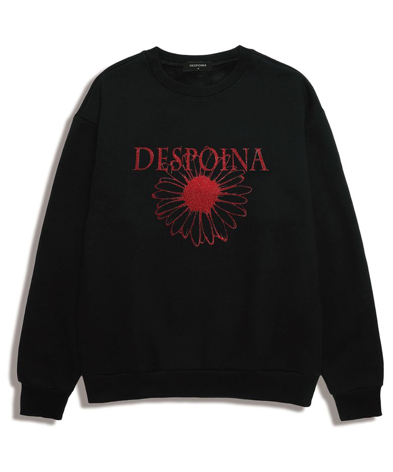 글리터 플라워 프린트 맨투맨 (DPLTS007) BLACK/RED