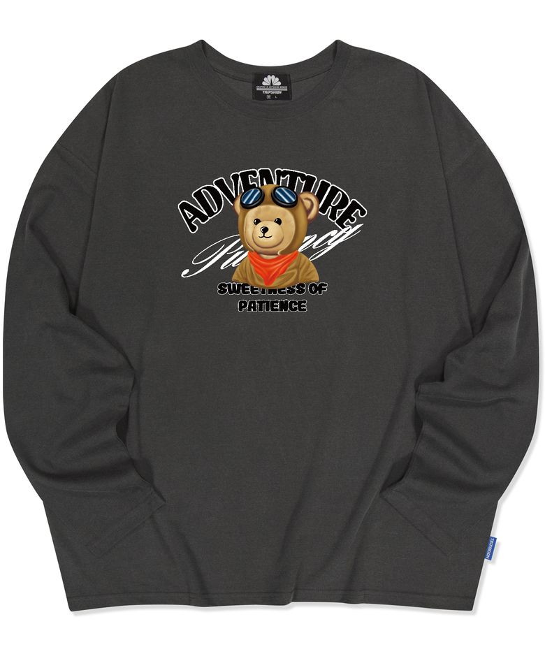 ADVENTURE BEAR GRAPHIC 롱 슬리브 - 피그먼트 블랙