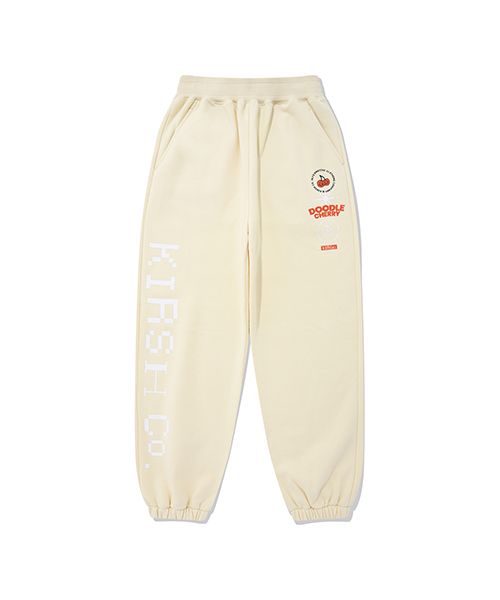 MUSINSA | KIRSH Doodle Cherry Circle Logo Sweatpants [Ivory]