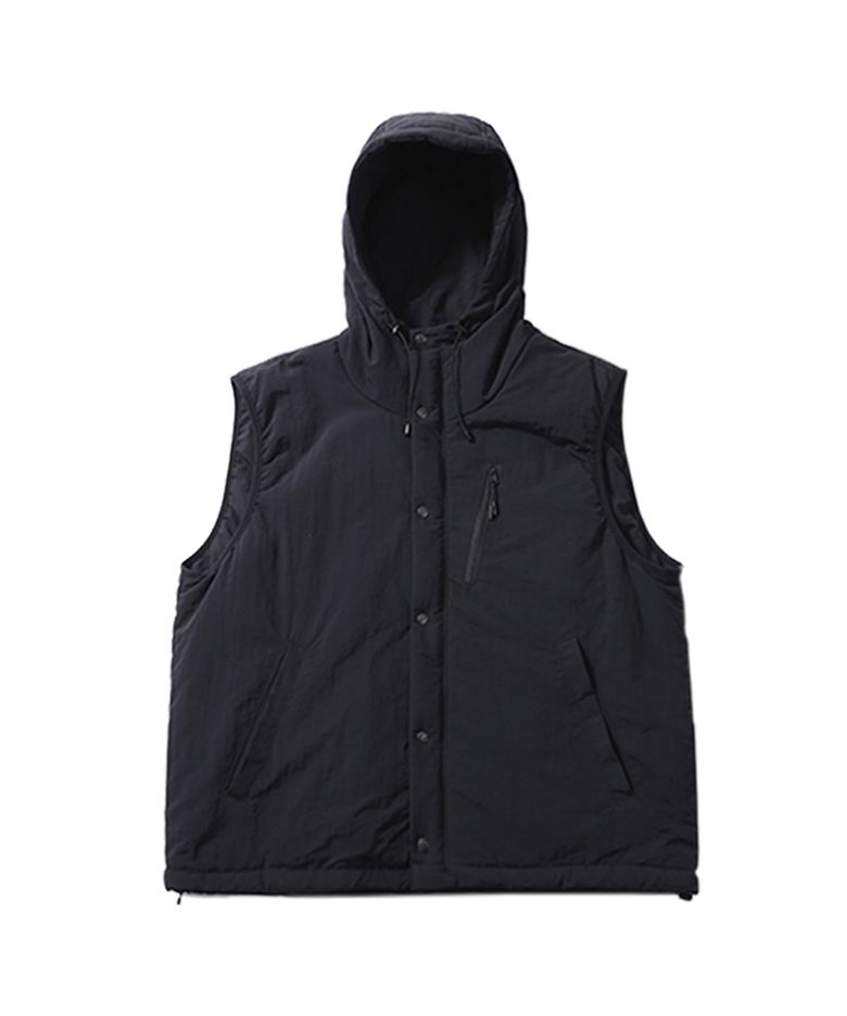 PADDED RUSTLE HOOD VEST (BLACK)