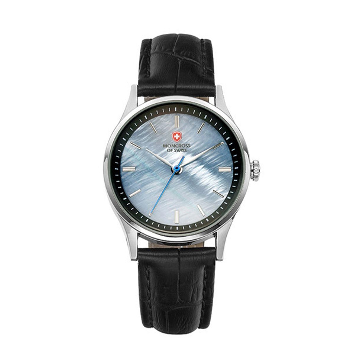 몽크로스(MONCROSS) 31mm 여성 자개 다이알 가죽 아날로그 손목시계 MS1730F-BK