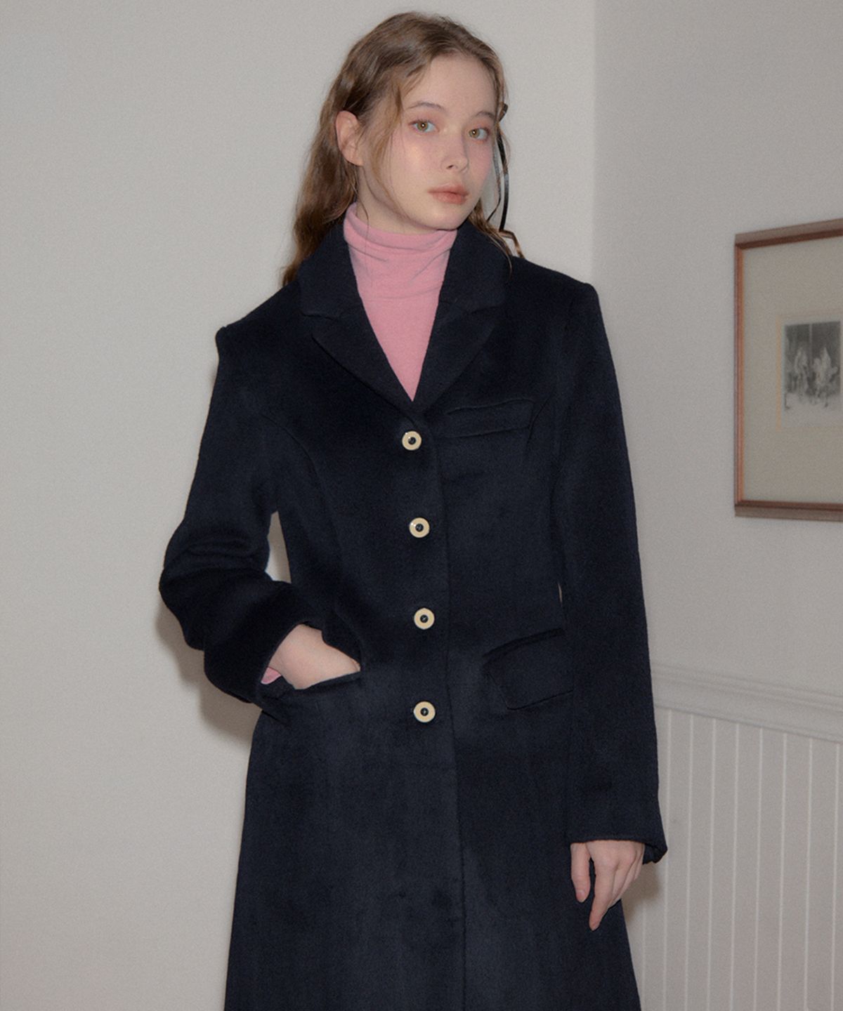 살롱 드 욘(SALON DE YOHN) Hourglass Long Coat_ Navy