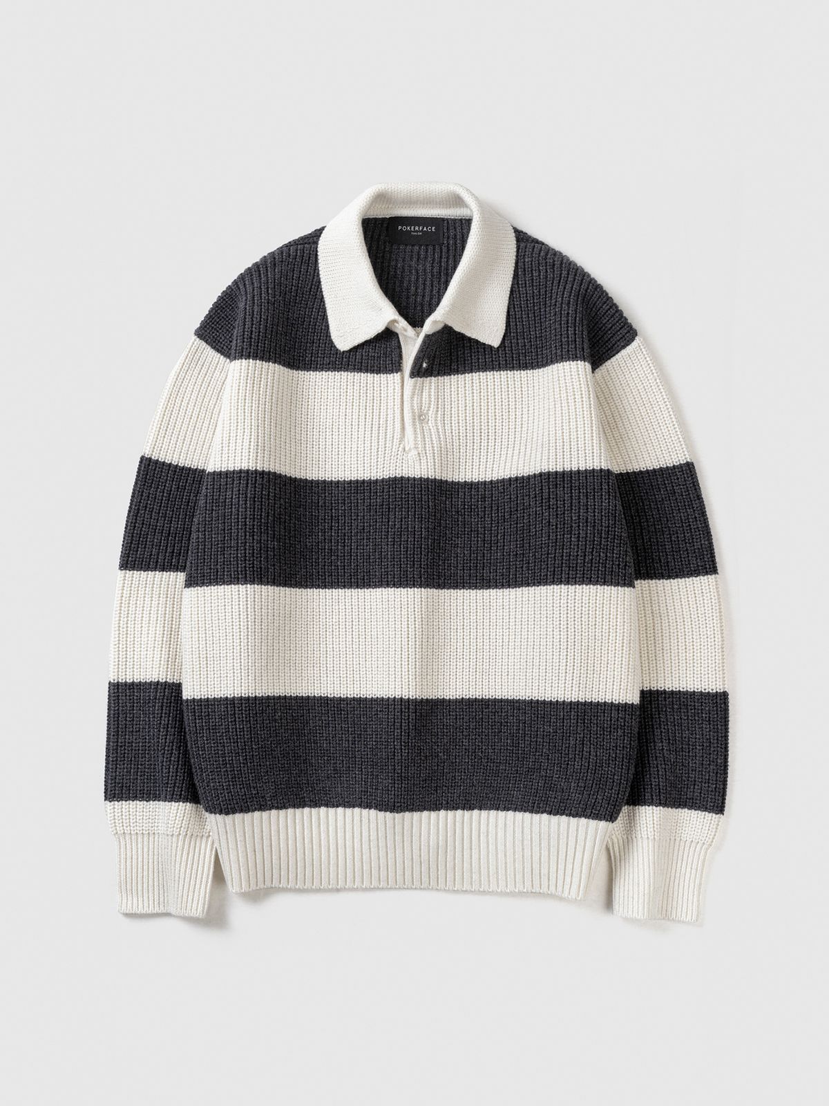 포커페이스(POKERFACE) RUGBY SWEATER IVORY/CHARCOAL