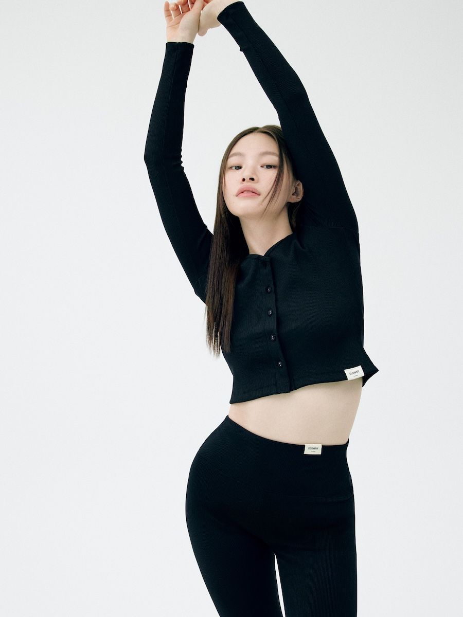 MUSINSA公式 | GLOWNY G CLASSIC RIB V-NECK CARDIGAN (BLACK)