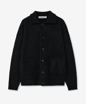버튼 카라 니트 가디건_블랙