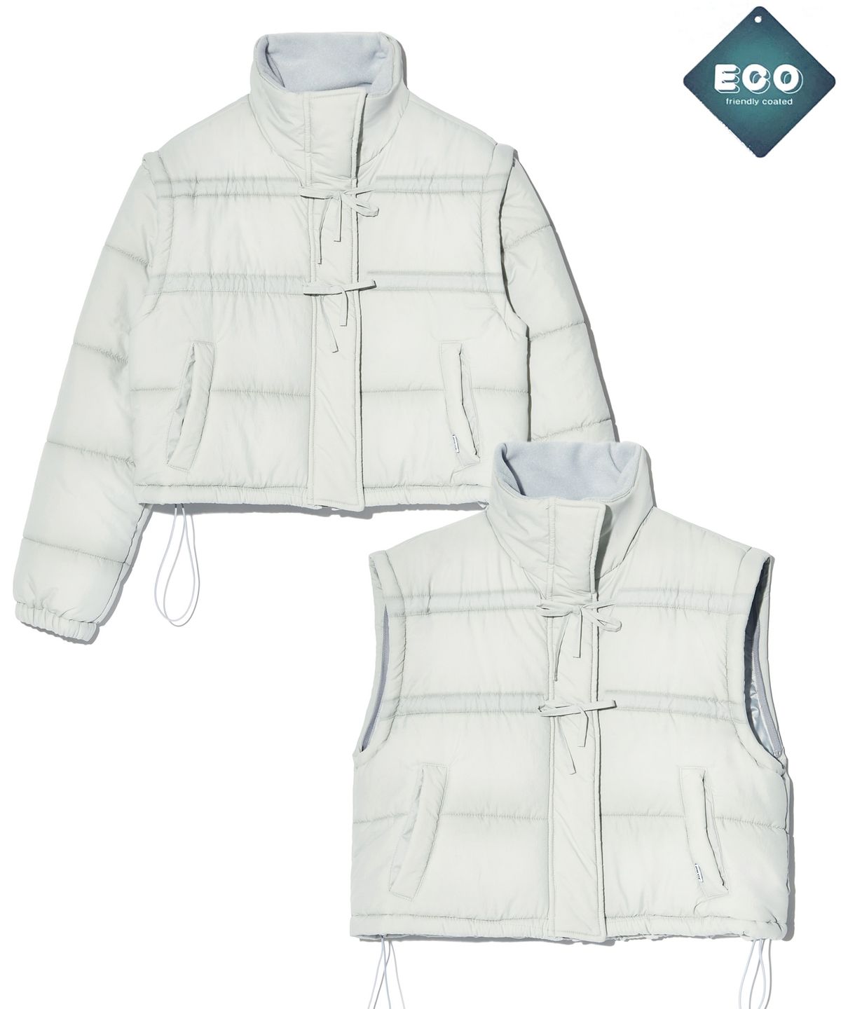 피스메이커(PIECE MAKER) RIBBON 2WAY PADDED JACKET (GREY)