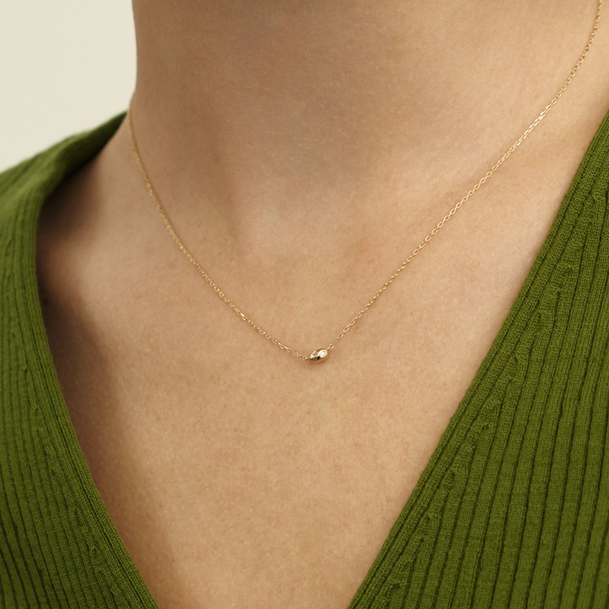 룬느(LUNNE) 14k 다이아몬드 페블 볼 목걸이 (14k골드) #LCN01