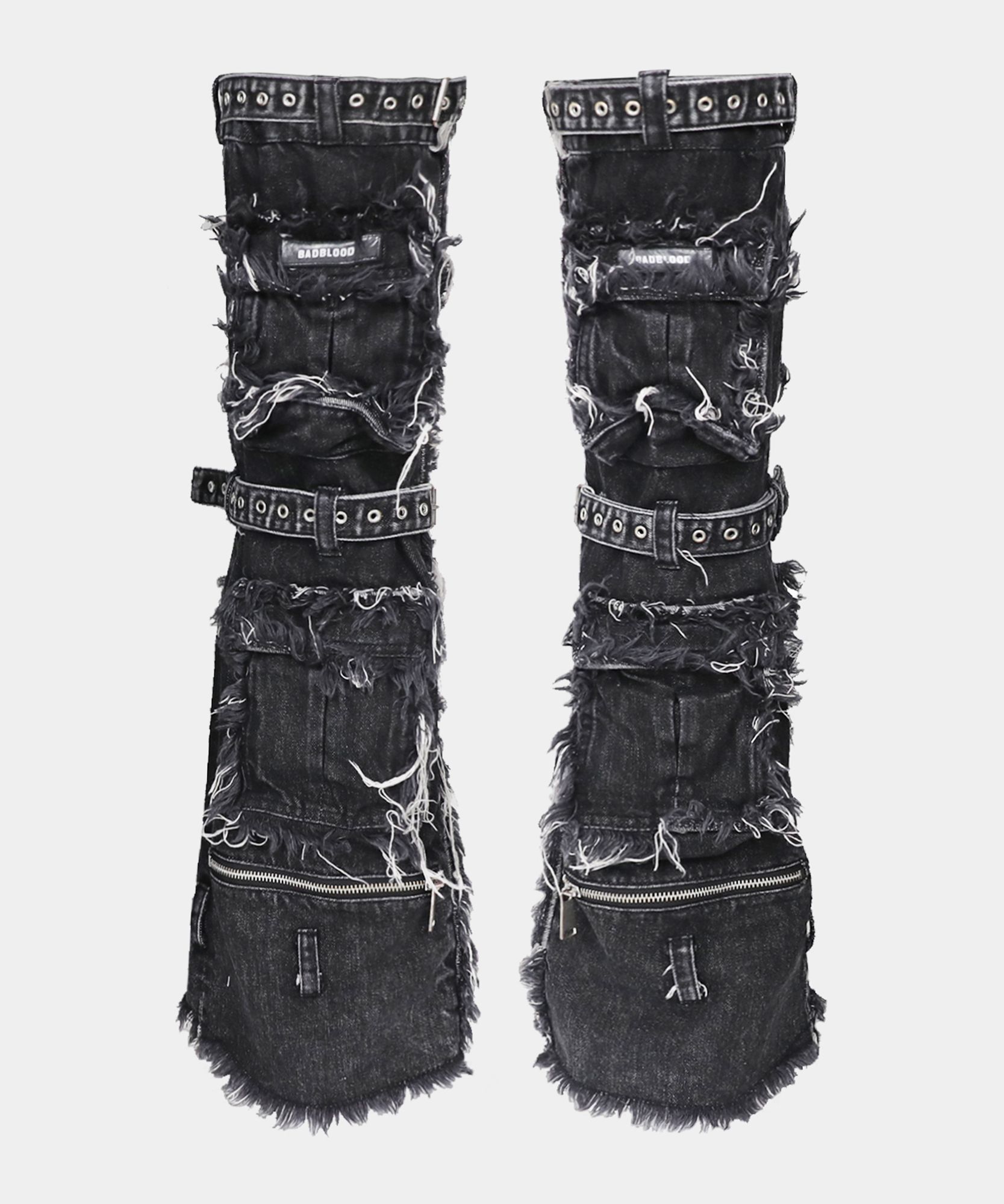 MUSINSA BADBLOOD Denim Cargo Leg Warmers Black