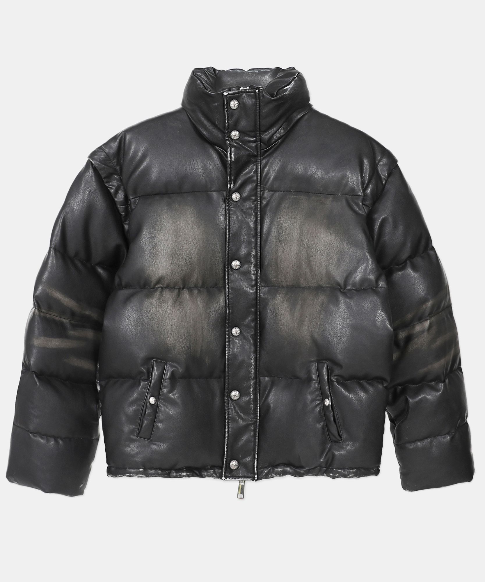 ★韓国人気★BADBLOOD★Distressed Leather Down Puffer MUSINSA | BADBLOOD Distressed Leather Down Puffer - Black