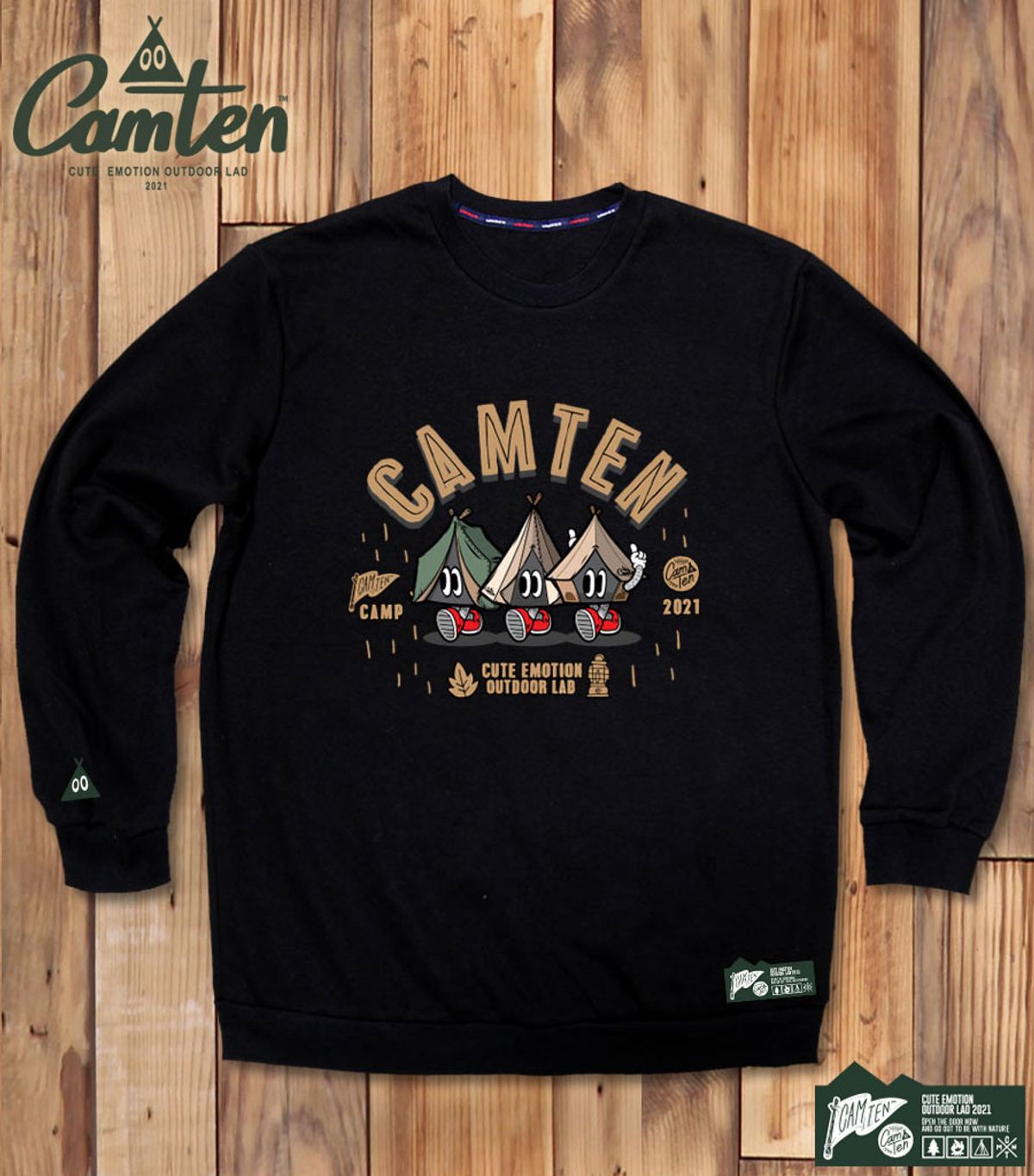 돌돌(DOLDOL) Camten-mtm-62 감성 캠핑 브랜드 캠텐 캐릭터 그래픽 맨투맨 긴팔티