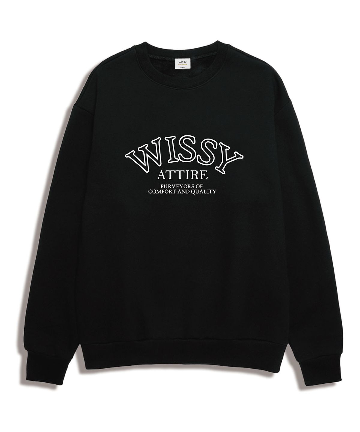 위씨(WISSY) ATTIRE LOGO 오버핏 맨투맨 (WLFS002) 블랙/화이트