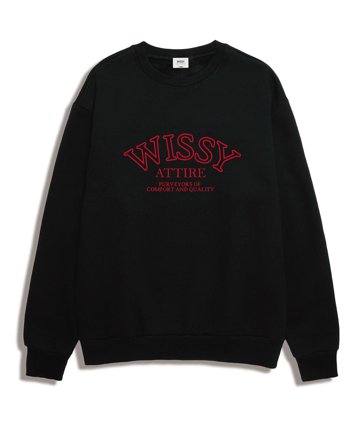 위씨(WISSY) ATTIRE LOGO 오버핏 맨투맨 (WLFS002) 블랙/레드