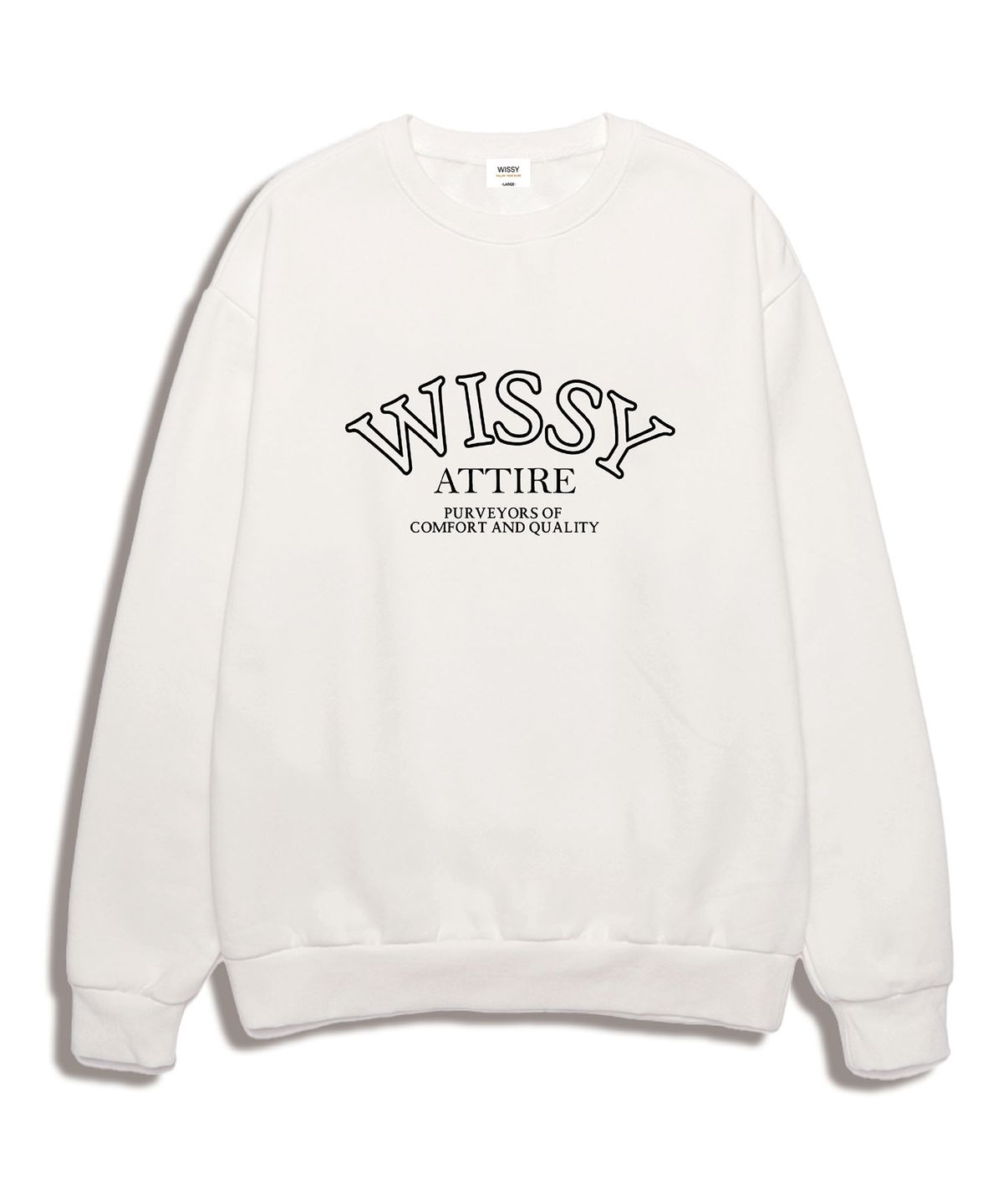 위씨(WISSY) ATTIRE LOGO 오버핏 맨투맨 (WLFS002) 화이트/블랙