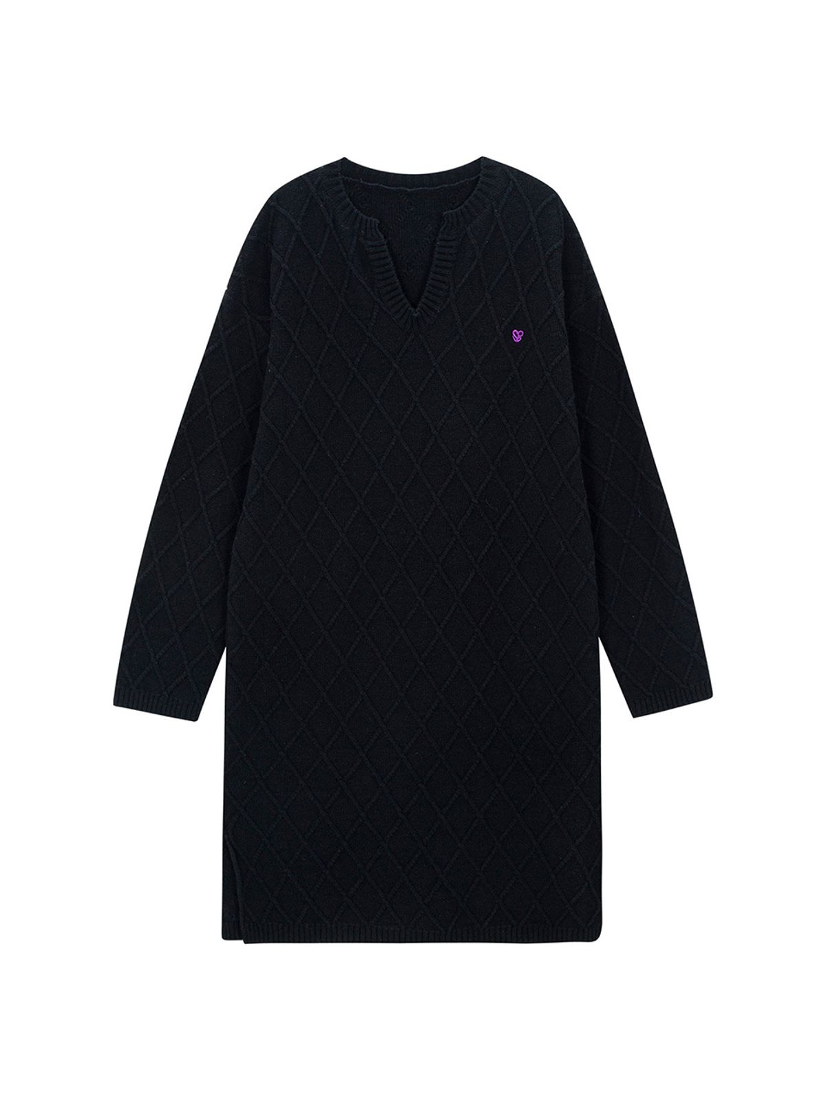 샐러드바구니(SALAD BAGUNI) Fisherman Open Neckline Midi Dress - black