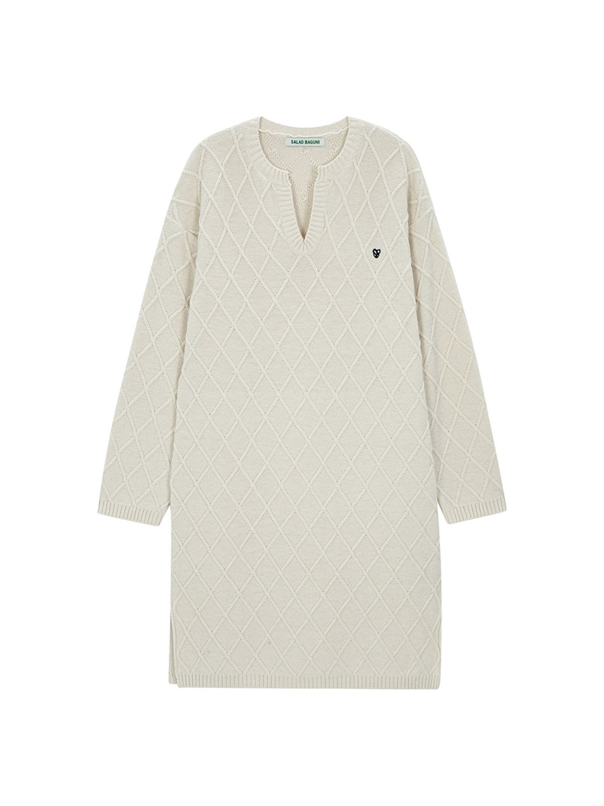 샐러드바구니(SALAD BAGUNI) Fisherman Open Neckline Midi Dress - ivory