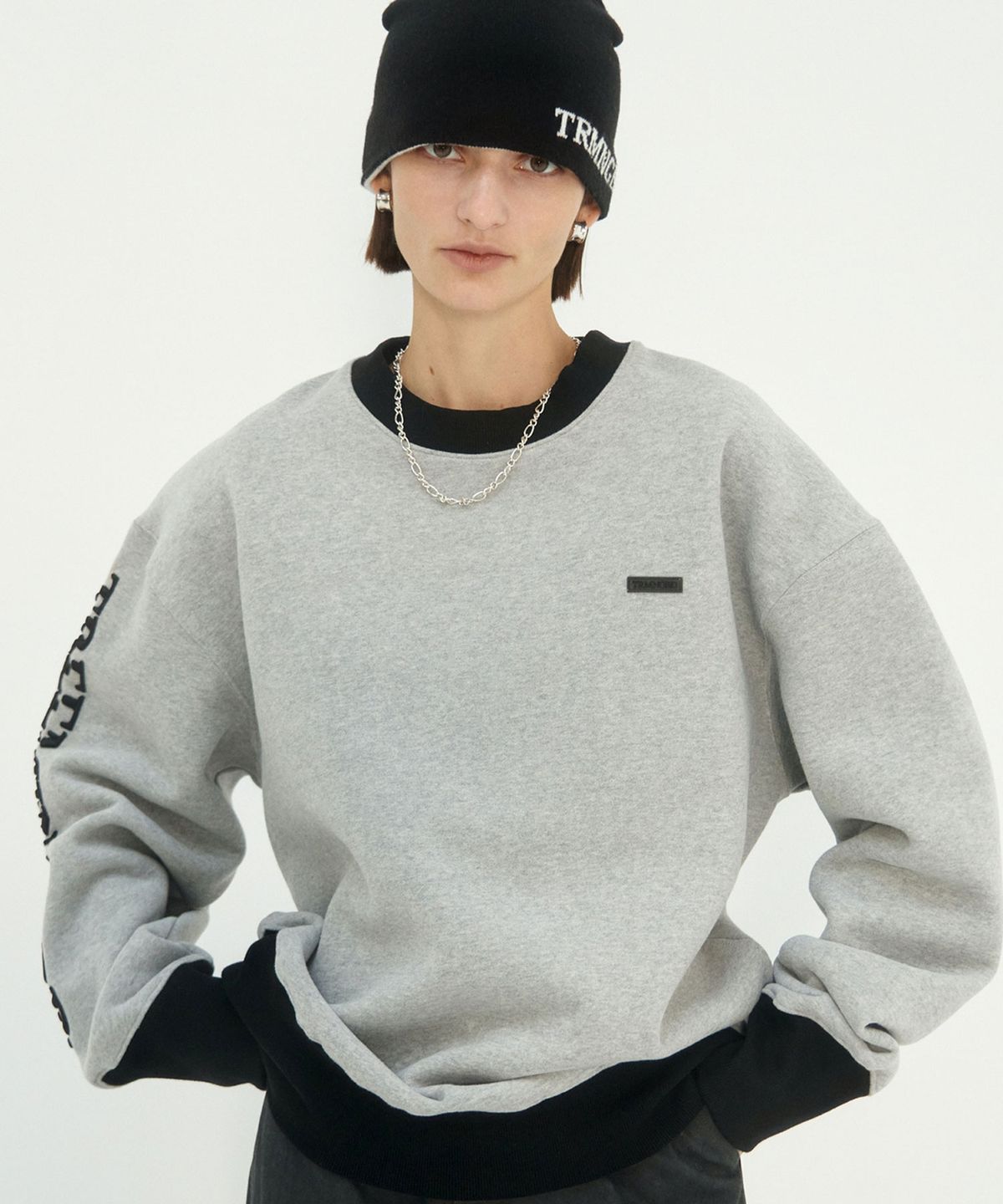 트리밍버드(TREEMINGBIRD) Oblique Line Sweat Shirt [ Gray ]