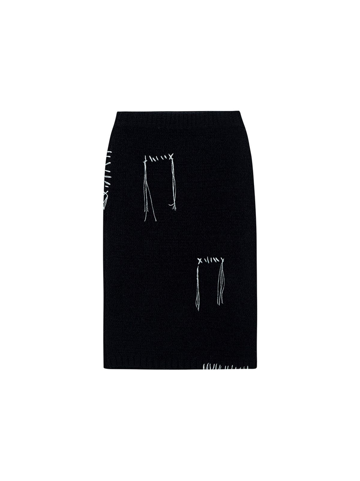 샐러드바구니(SALAD BAGUNI) Metal Patchwork Midi Skirt - black