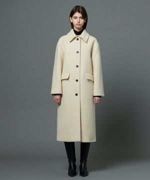 부클 울 싱글 코트 크림