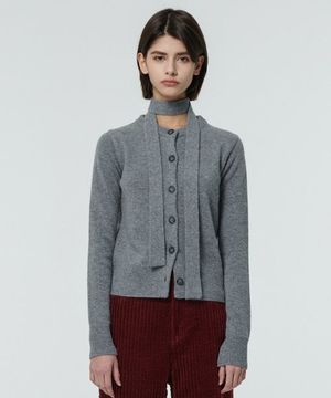 메리노 울 타이 가디건 그레이