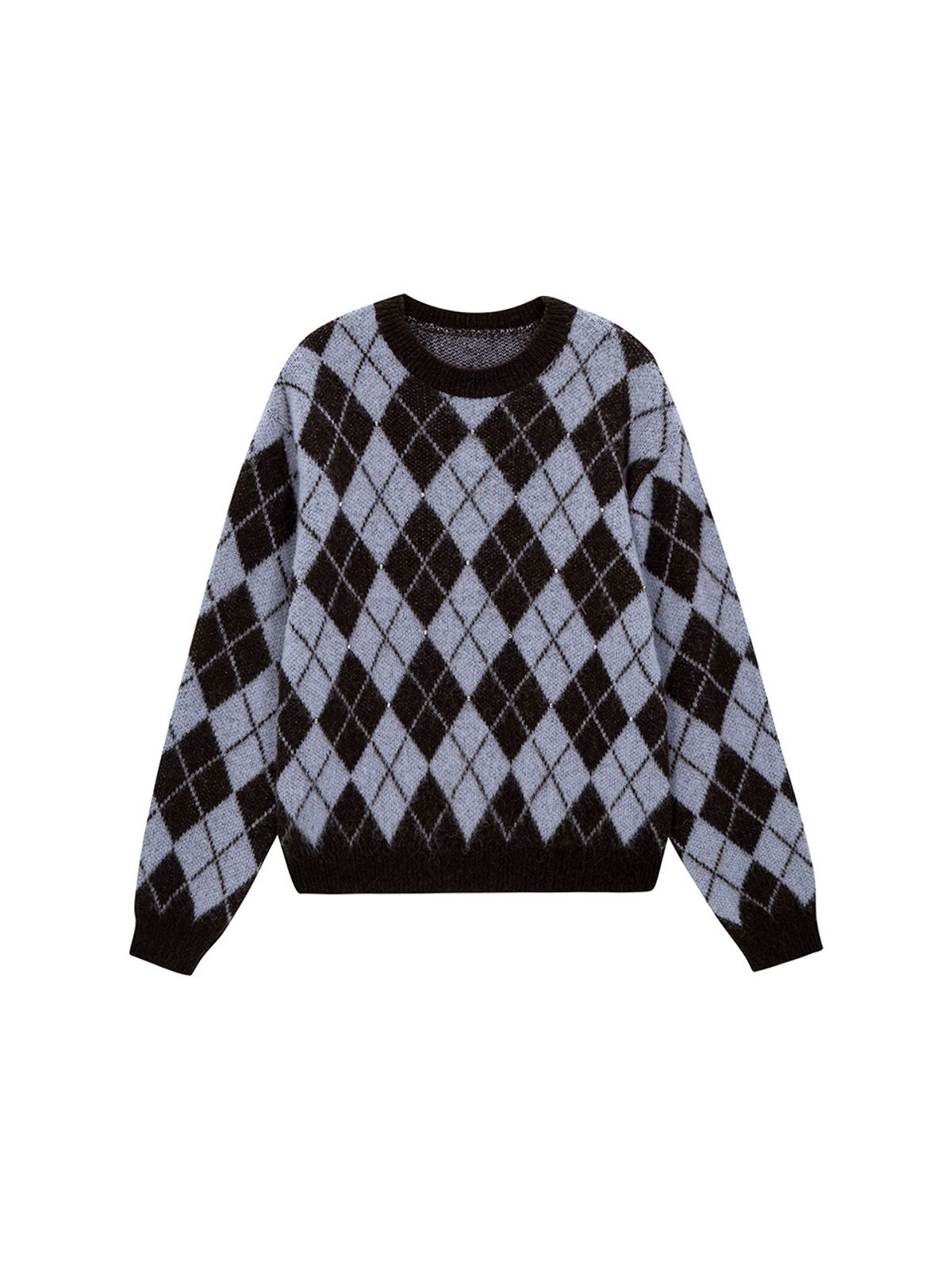 샐러드바구니(SALAD BAGUNI) Argyle Silver Ball Pullover - purple brown