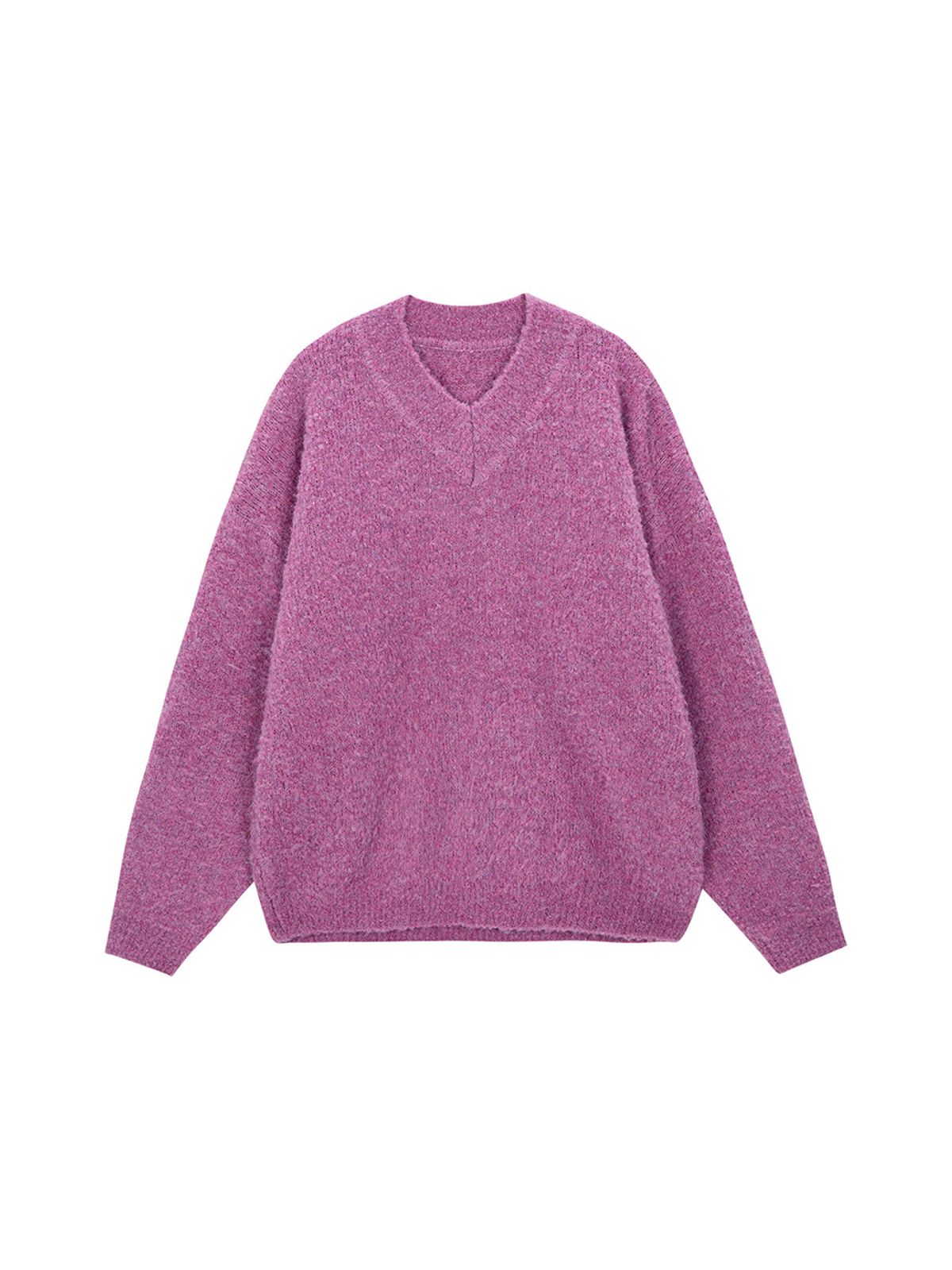 샐러드바구니(SALAD BAGUNI) Wool Boucle V-neck Pullover - pink
