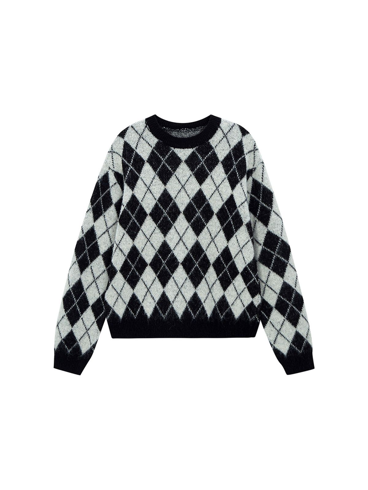 샐러드바구니(SALAD BAGUNI) Argyle Silver Ball Pullover - ivory black