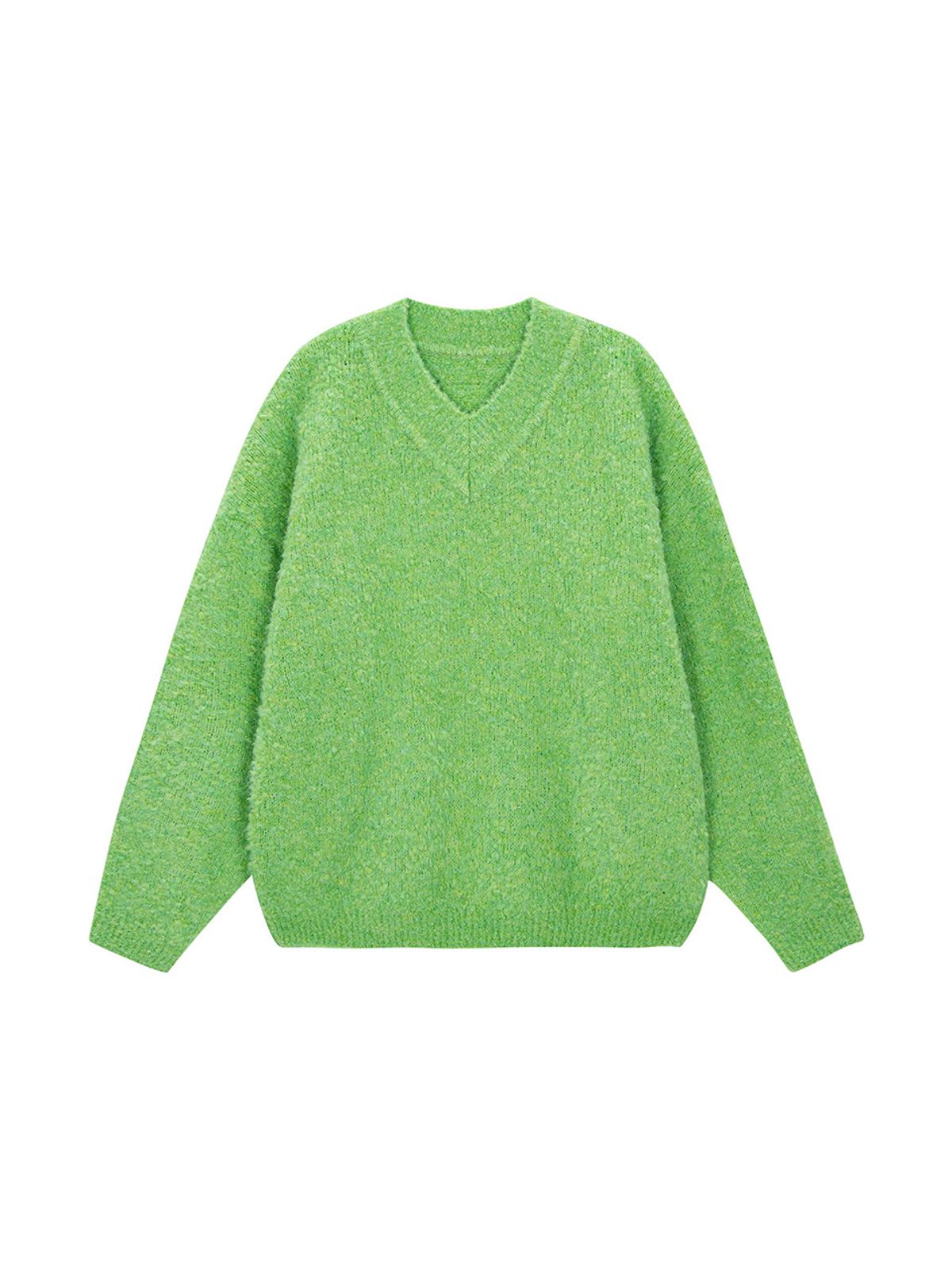 샐러드바구니(SALAD BAGUNI) Wool Boucle V-neck Pullover - lime