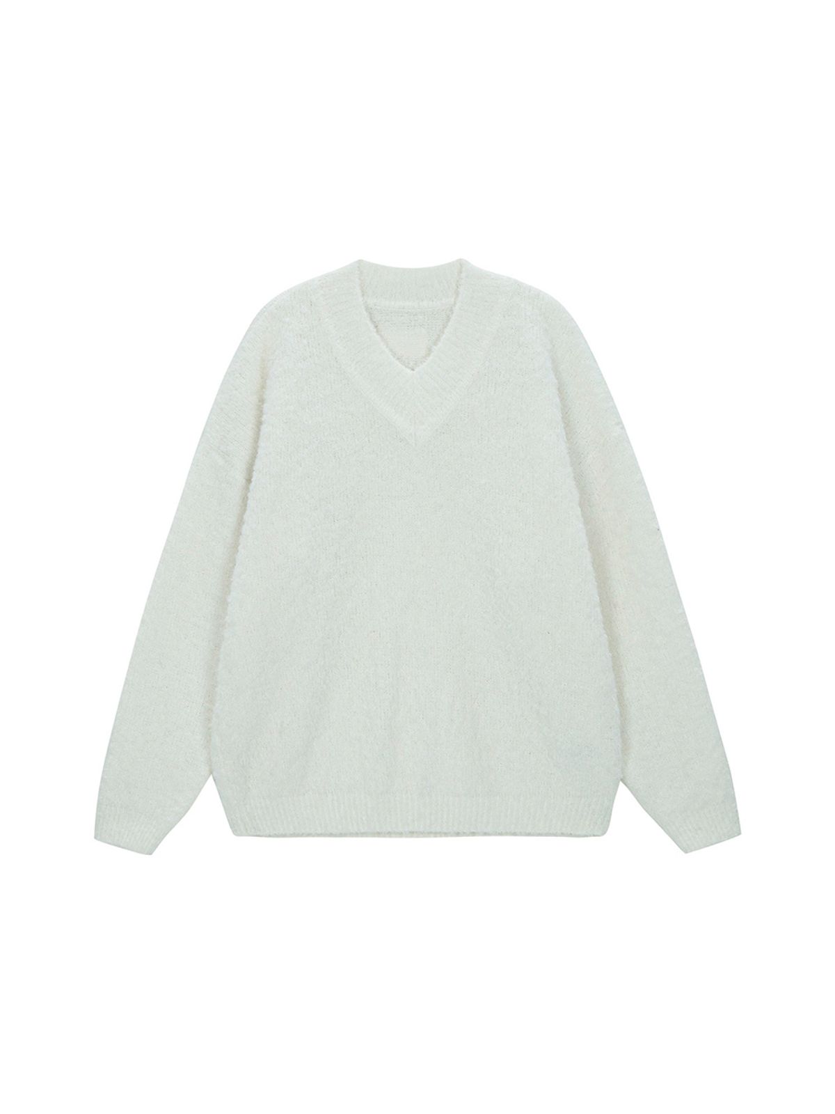 샐러드바구니(SALAD BAGUNI) Wool Boucle V-neck Pullover - white