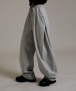 트레이닝 핀턱 사이드핀턱 와이드 팬츠 멜란지