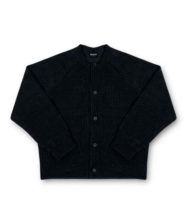 Corduroy Raglan Cardigan (Black)