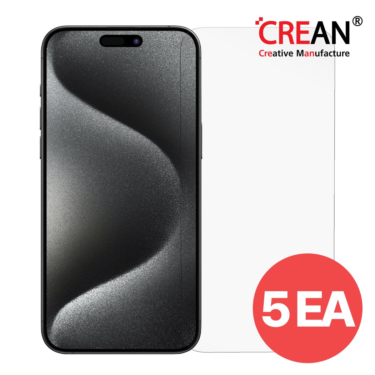 크레앙(CREAN) 9H 글라스 아이폰15플러스/15프로맥스 강화유리 5매