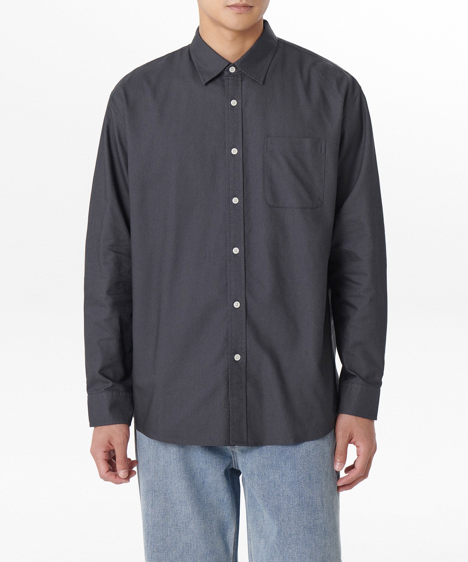 ★MUSINSA STANDARD★ Relaxed pigment shirt dark grey MMDSH50 MUSINSA | MUSINSA STANDARD [Cool Standard] Relaxed Fit Crew