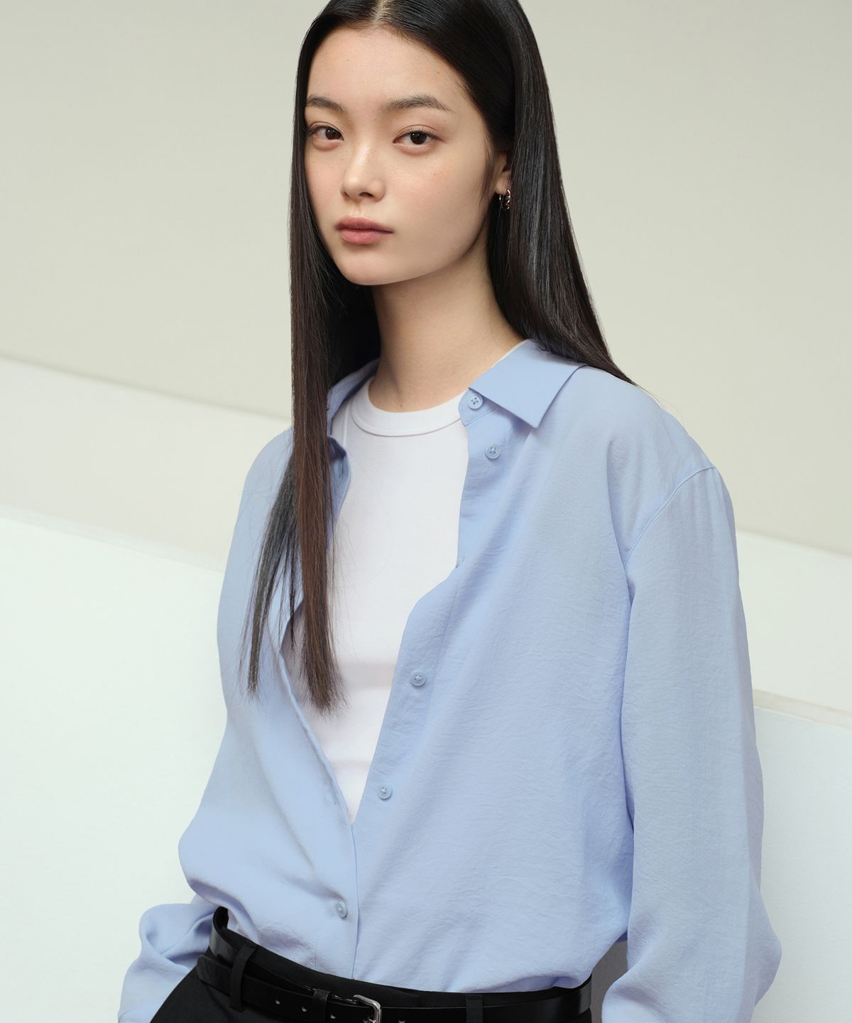 무신사 스탠다드 우먼(MUSINSA STANDARD WOMAN) 우먼즈 릴렉스드 린넨 라이크 셔츠 [스카이 블루]