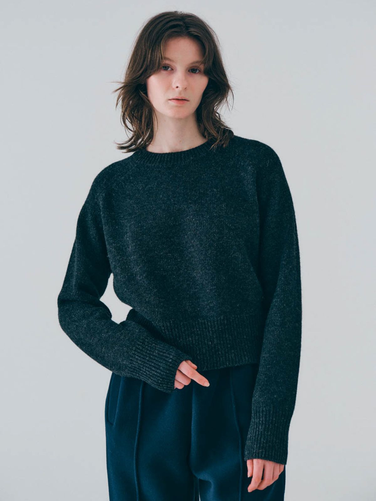 노우드(NOEUD) Lambs wool pullover (Charcoal)