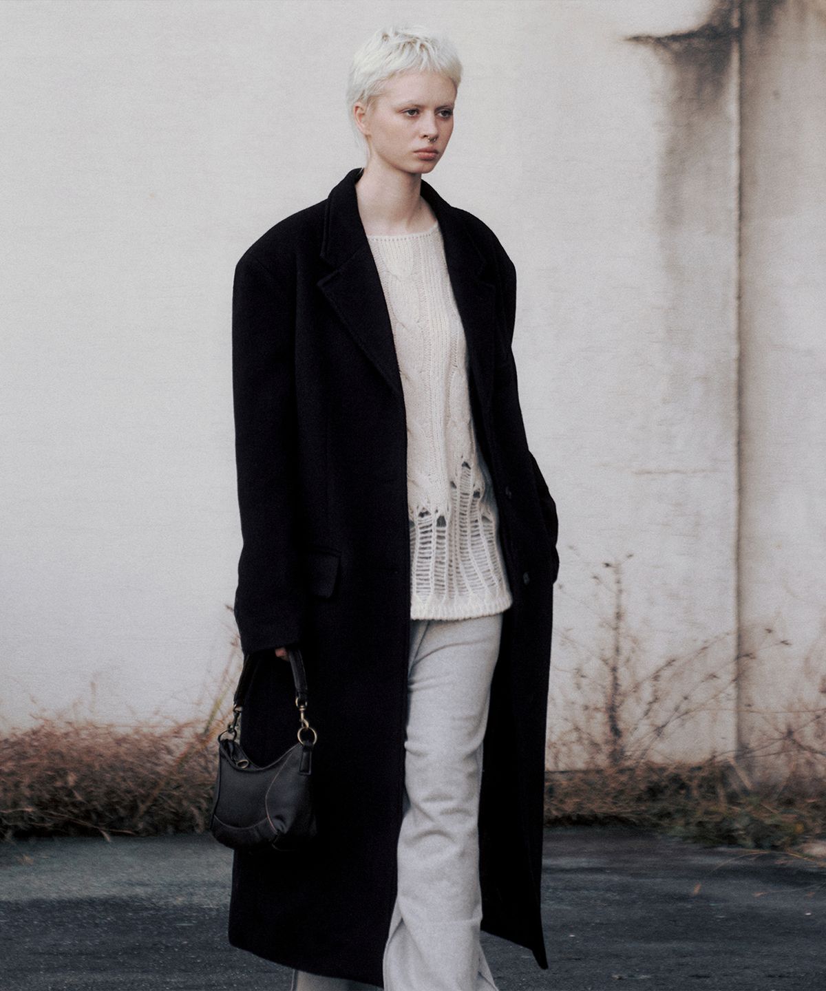 니브(NEEV) Wool Single Maxi Coat (Black)