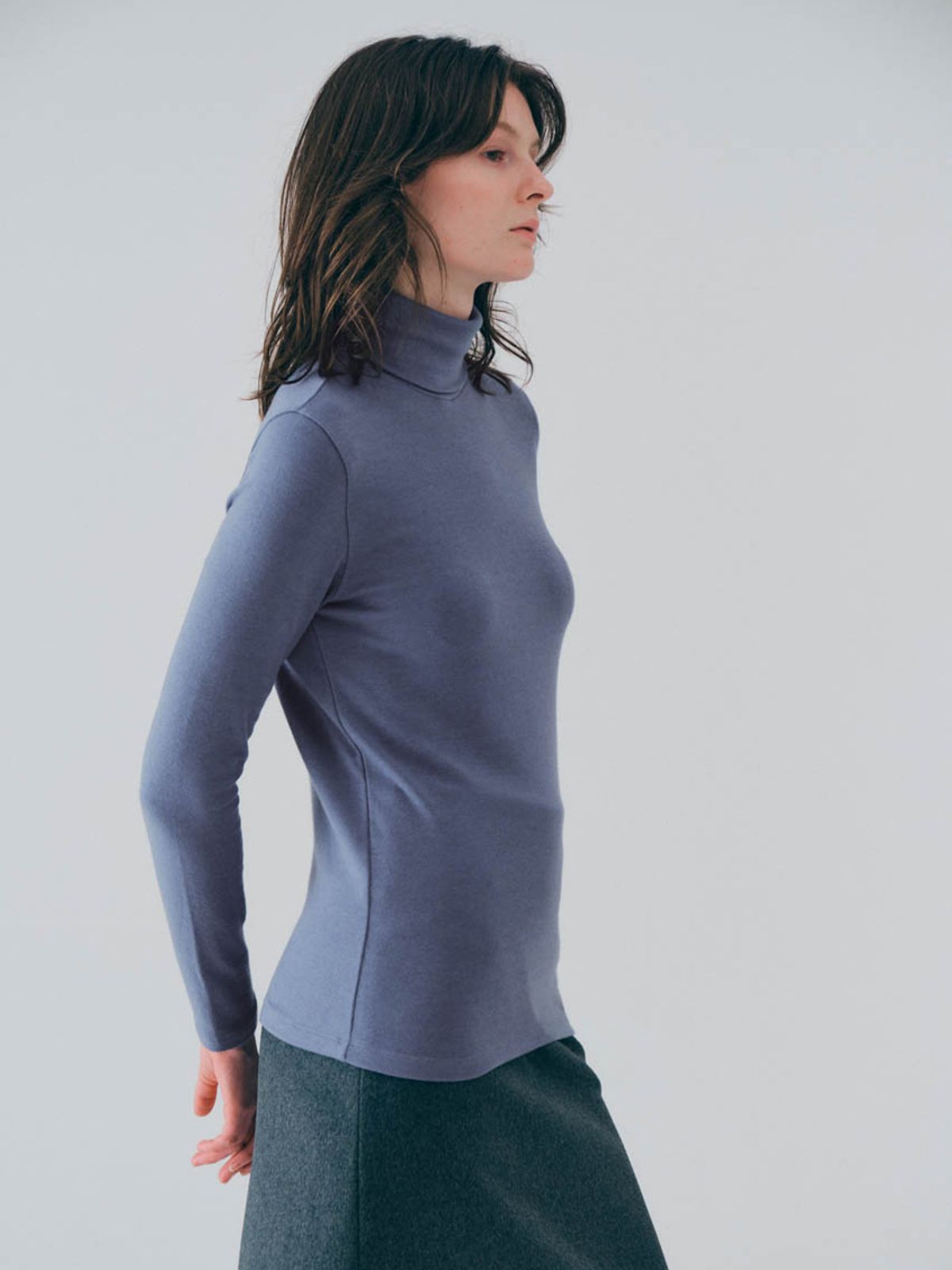 노우드(NOEUD) Basic wool turtleneck top (Skyblue)