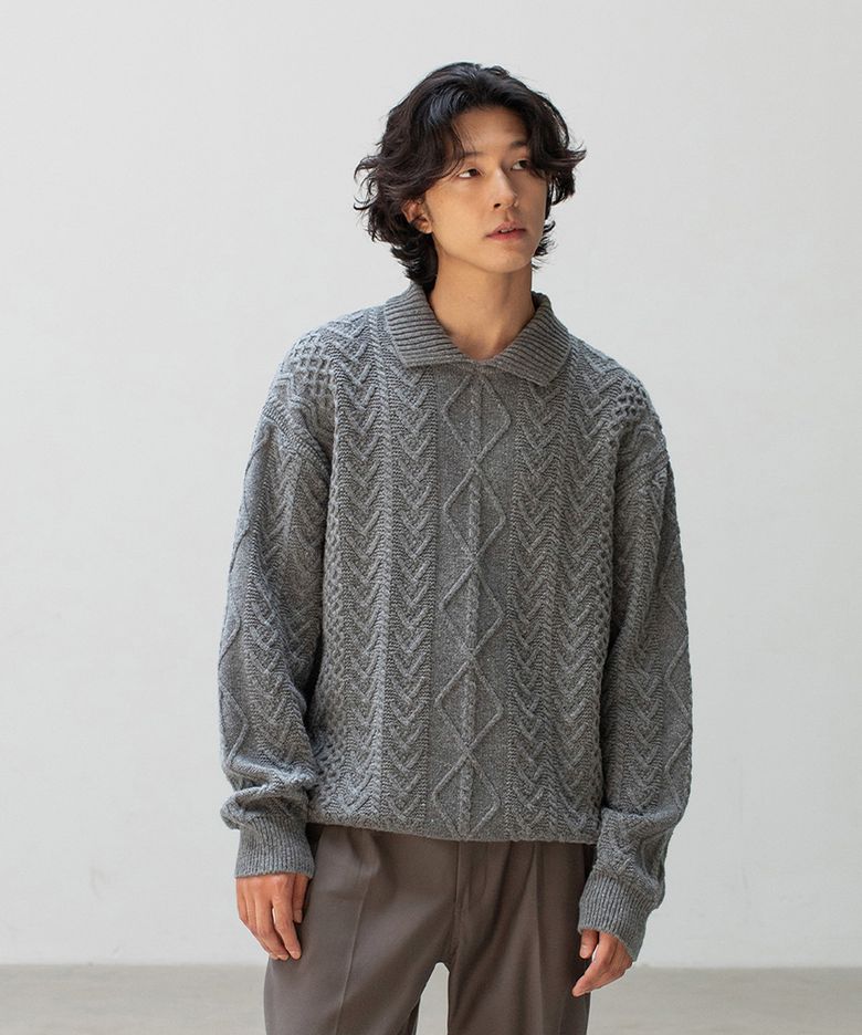Fisherman cable Knit (Heather Gray)