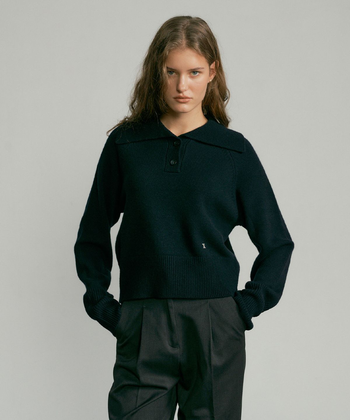 폴뉴아(FOLNUA) CASHMERE COLLAR KNIT (BLACK)